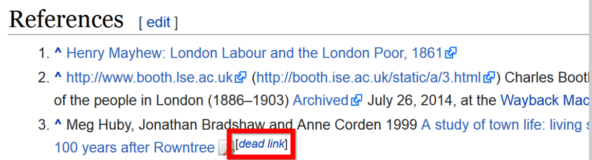 Ukázka, jak vypadá mrtvý link