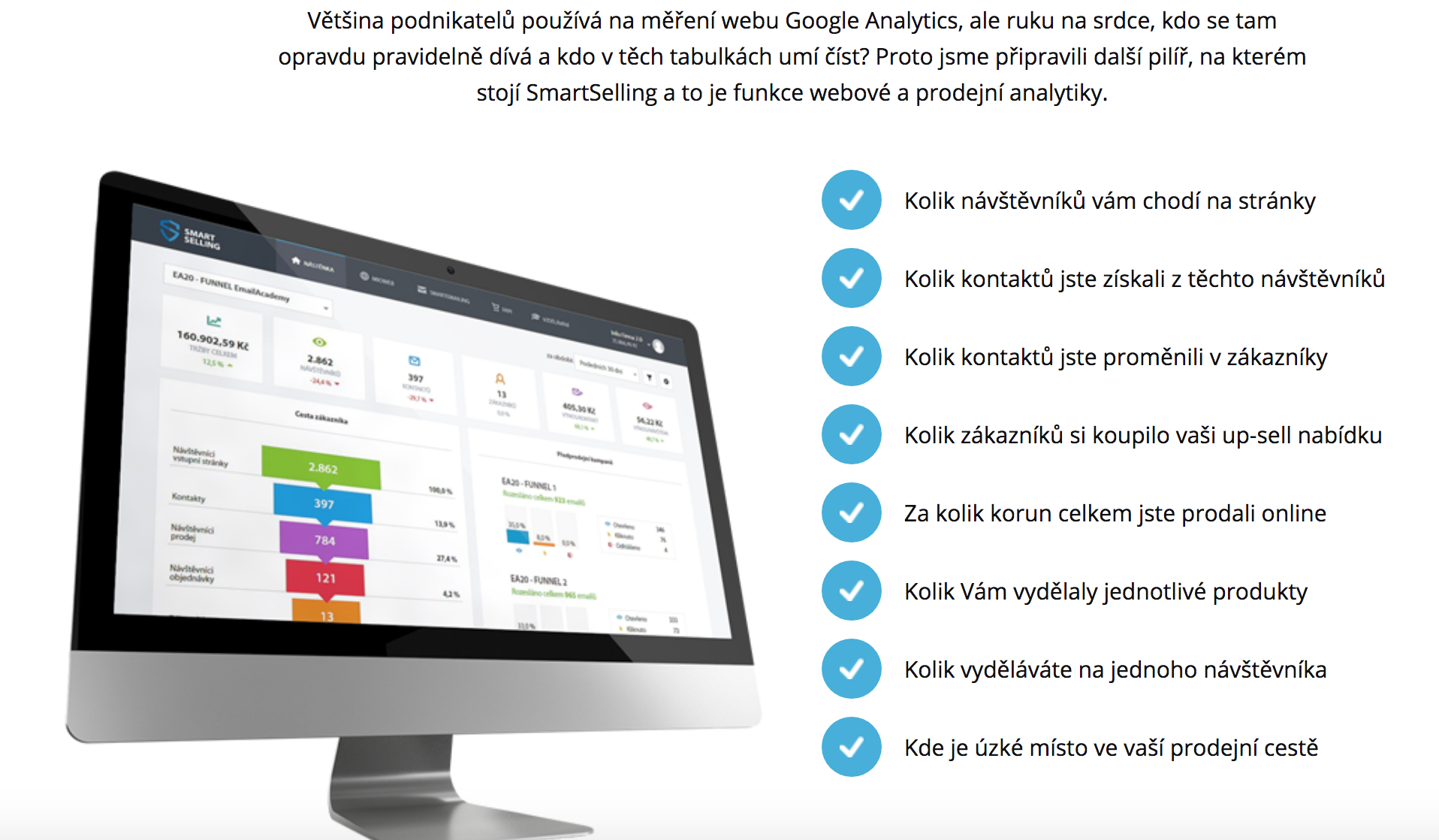 Výhodou nástroje smartselling jsou statistiky