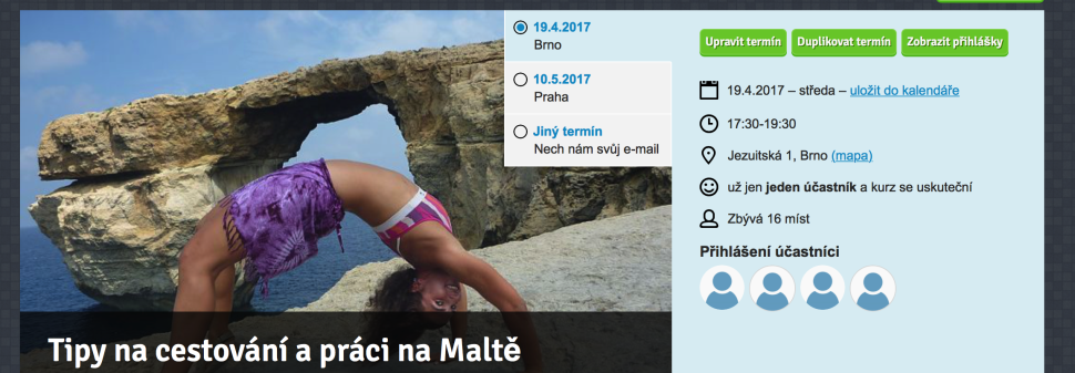 Kurz Brno: Tipy na&nbsp;cestování a&nbsp;práci na&nbsp;Maltě