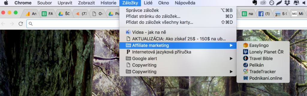 Jak na&nbsp;affiliate marketing krok za&nbsp;krokem - záložky affil účtů